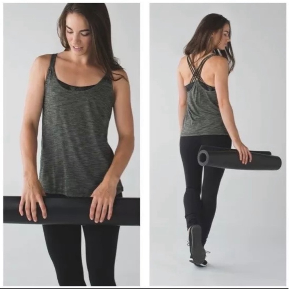 Lululemon Sunset Salutation 2 in 1 tank and sports bra in gray and black